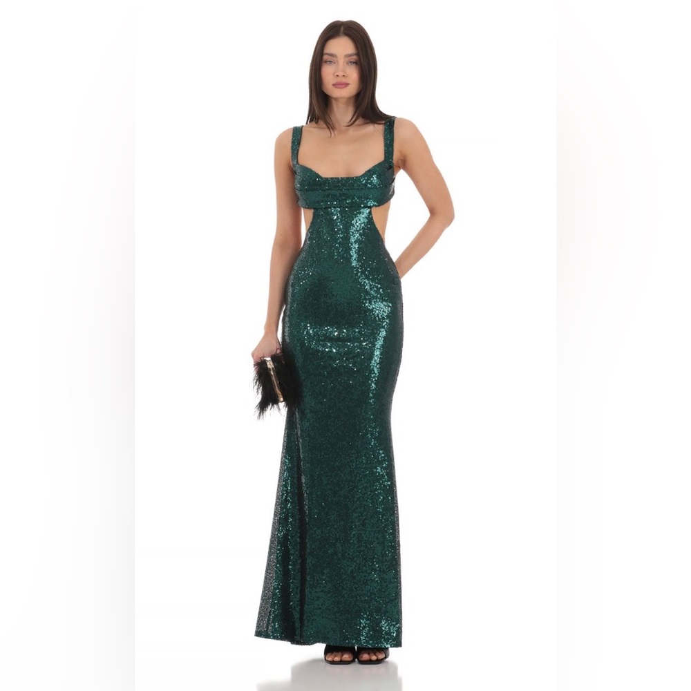 LUCY IN THE SKY SEQUIN CUT OUT MAXI DRESS ✨
